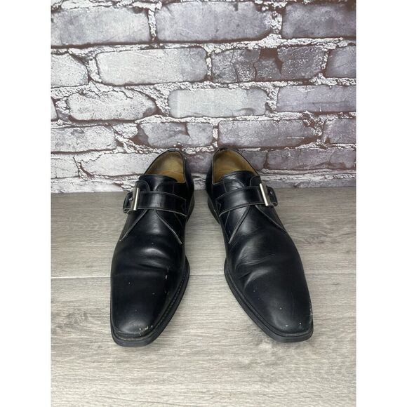 Magnanni Black Leather Buckle Monk Strap Loafers Dress Shoes Men Sz 9.5M US/43EU - Picture 7 of 16